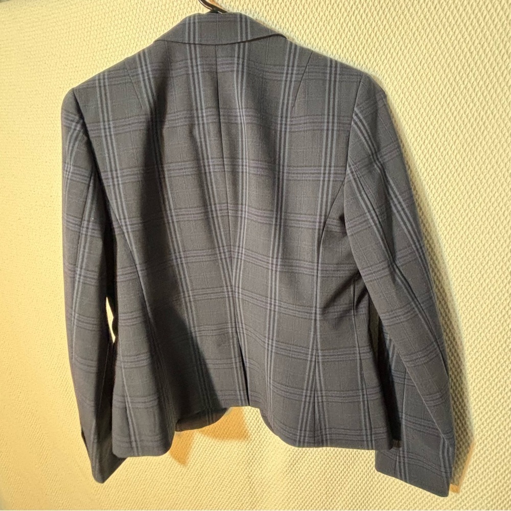 Banana Republic Sz 2P Classic Fit Blazer Plaid Shoulder Pads Buttoned Wool Blend - Picture 8 of 9